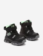  Botine Căptușite Negru-Verde Clibee pe Platformă Imprimată Decorate cu Scris și Șireturi Quinrinnis