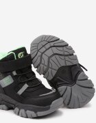  Botine Căptușite Negru-Verde Clibee pe Platformă Imprimată Decorate cu Scris și Șireturi Quinrinnis