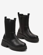  Botine Chelsea Negre cu Talpă Groasă Fistta