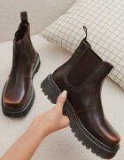  Botine Clasice Maro cu Talpă Plată Stil Chelsea Irithen