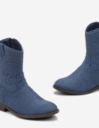  Botine Cowboy Albastre cu Cusături Taito