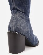  Botine Cowboy Bleumarin cu Toc și Broderie Laora