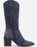  Botine Cowboy Bleumarin cu Toc și Broderie Laora