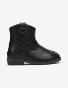  Botine Cowboy Negre cu Cusături pe Talpă Plată Lmelie