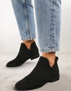  Botine Cowboy Negre Plate decorate cu decupaj și fermoar Lilitma