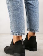  Botine Cowboy Negre Plate decorate cu decupaj și fermoar Lilitma