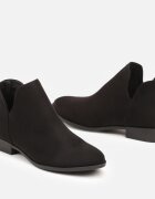  Botine Cowboy Negre Plate decorate cu decupaj și fermoar Lilitma