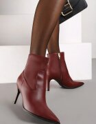  Botine Elegante Bordo pe toc cui cu vârf ascuțit Ittolora