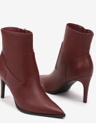  Botine Elegante Bordo pe toc cui cu vârf ascuțit Ittolora