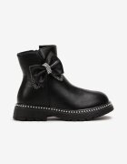  Botine Ghete Negre cu Fundiță cu Zirconii Fazila