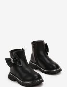  Botine Ghete Negre cu Fundiță cu Zirconii Fazila