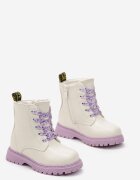  Botine Gri deschis până la gleznă cu talpă plată cu șireturi decorative Vibora