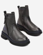  Botine Gri Metalice cu Fermoar Margind