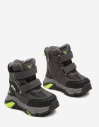  Botine Gri Plate Căptușite Decorate Cu Inscripție și Ștanțare Leamissa