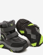  Botine Gri Plate Căptușite Decorate Cu Inscripție și Ștanțare Leamissa