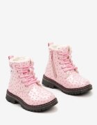  Botine Lăcuite Roze tip trapper Căptușite Gros Decorate Cu Motiv de Basm Zinnalina