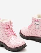  Botine Lăcuite Roze tip trapper Căptușite Gros Decorate Cu Motiv de Basm Zinnalina