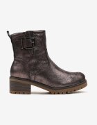  Botine Maro-Auriu cu Toc cu Carâmb Metalic și Cataramă Aesaltia