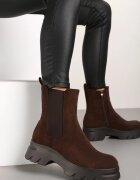  Botine Maro Chelsea cu Talpă Groasă și Gambă Elastică Mavirae