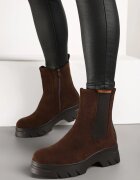  Botine Maro Chelsea cu Talpă Groasă și Gambă Elastică Mavirae