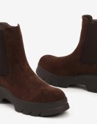  Botine Maro Chelsea cu Talpă Groasă și Gambă Elastică Mavirae