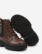  Botine Maro Clibee în stil worker Decorate cu aplicație metalică Lealinde