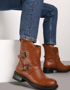  Botine Maro cu Carâmb Asimetric Decorat cu Catarame Inaritha