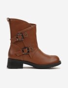  Botine Maro cu Carâmb Asimetric Decorat cu Catarame Inaritha