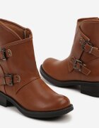  Botine Maro cu Carâmb Asimetric Decorat cu Catarame Inaritha