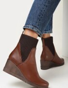  Botine maro cu carâmb elastic cu pană Ouban