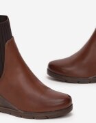  Botine maro cu carâmb elastic cu pană Ouban