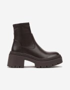  Botine Maro cu Talpă Groasă Toc Gros și Gambă Elastică Irinara