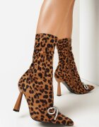  Botine Maro cu Toc Geometric și Fundiță Decorativă Agnese