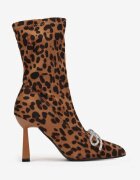  Botine Maro cu Toc Geometric și Fundiță Decorativă Agnese