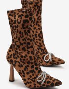  Botine Maro cu Toc Geometric și Fundiță Decorativă Agnese
