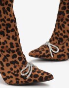  Botine Maro cu Toc Geometric și Fundiță Decorativă Agnese