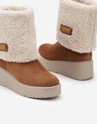  Botine Maro cu toc pană cu carâmb întors și blană de miel Irilaura
