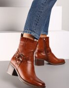  Botine Maro cu Toc Stil Biker Decorate cu Curele și Catarame Verielea