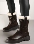  Botine maro plate decorate cu blană Izamirel