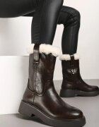  Botine maro plate decorate cu blană Izamirel