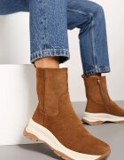  Botine Marouri din Imitație de Piele întoarsă cu Talpă Groasă în Stil Streetwear Reanornna