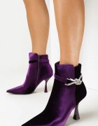  Botine Mov Velur cu toc stiletto geometric curelușă și zirconii Peggiess