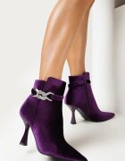  Botine Mov Velur cu toc stiletto geometric curelușă și zirconii Peggiess