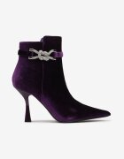  Botine Mov Velur cu toc stiletto geometric curelușă și zirconii Peggiess