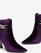  Botine Mov Velur cu toc stiletto geometric curelușă și zirconii Peggiess