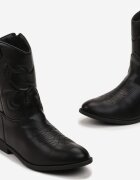  Botine Negre Cowboy cu Cusături Blenikava