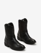  Botine Negre Cowboy cu Cusături Taito