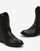  Botine Negre Cowboy cu Cusături Taito