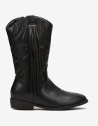  Botine Negre Cowboy cu Franjuri Lilianeta