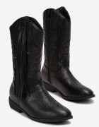  Botine Negre Cowboy cu Franjuri Lilianeta